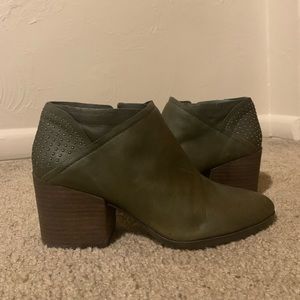 1 State Olive Green Studded Booties (size 8)